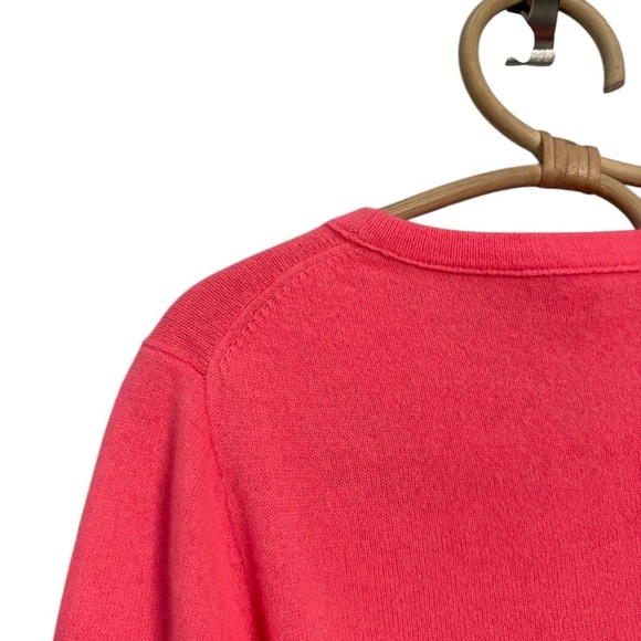 J. Crew ** Peachy Pink Fluorescent Cashmere Crewneck Raw Hem Sweater Size Large - Picture 5 of 12